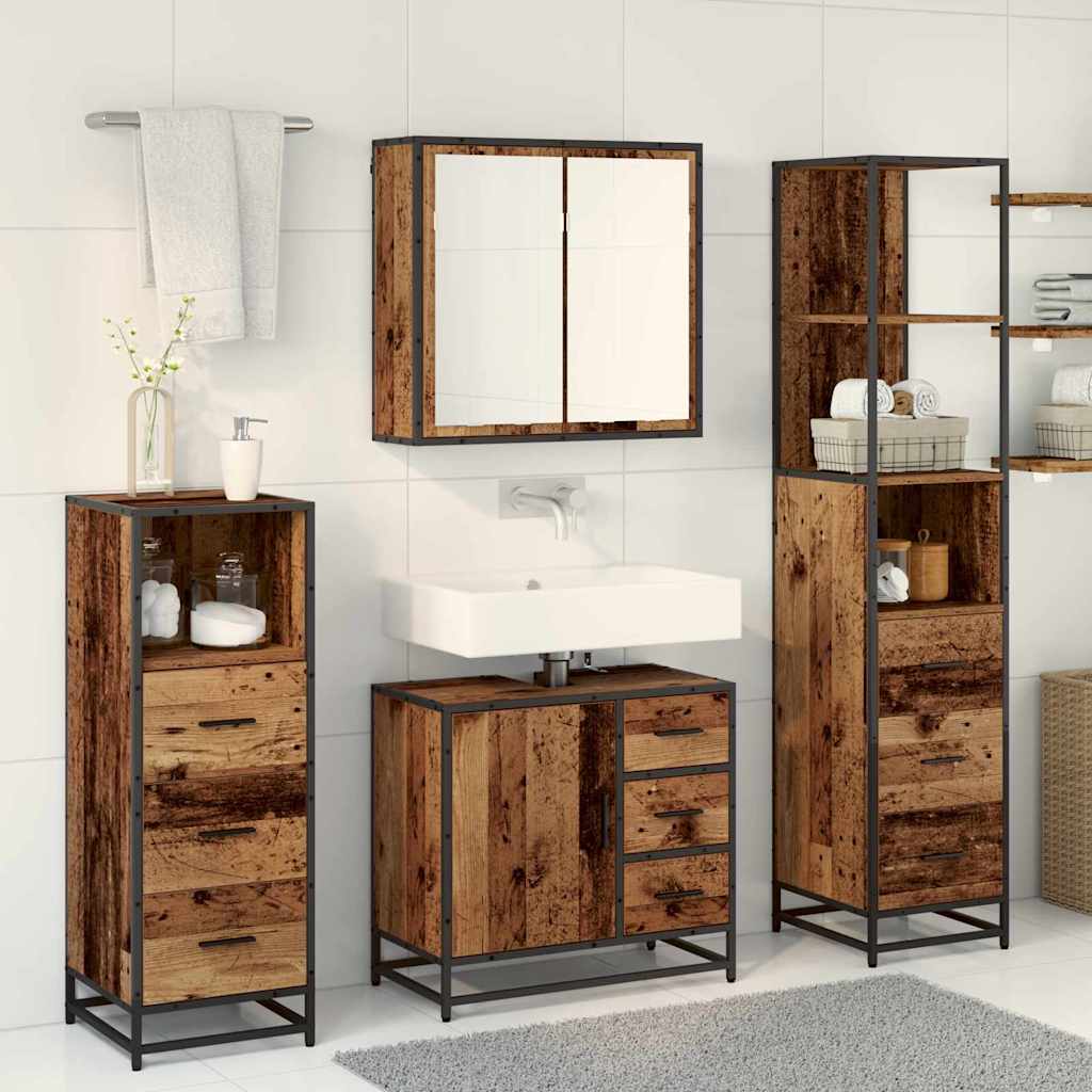 Ensemble de mobilier de salle de bain 4 pièces Bois Ancien