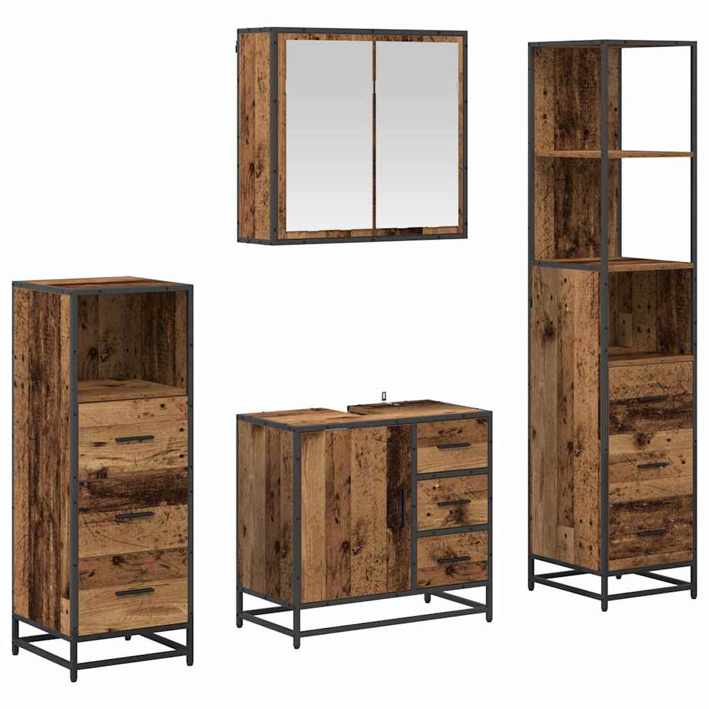 Ensemble de mobilier de salle de bain 4 pièces Bois Ancien