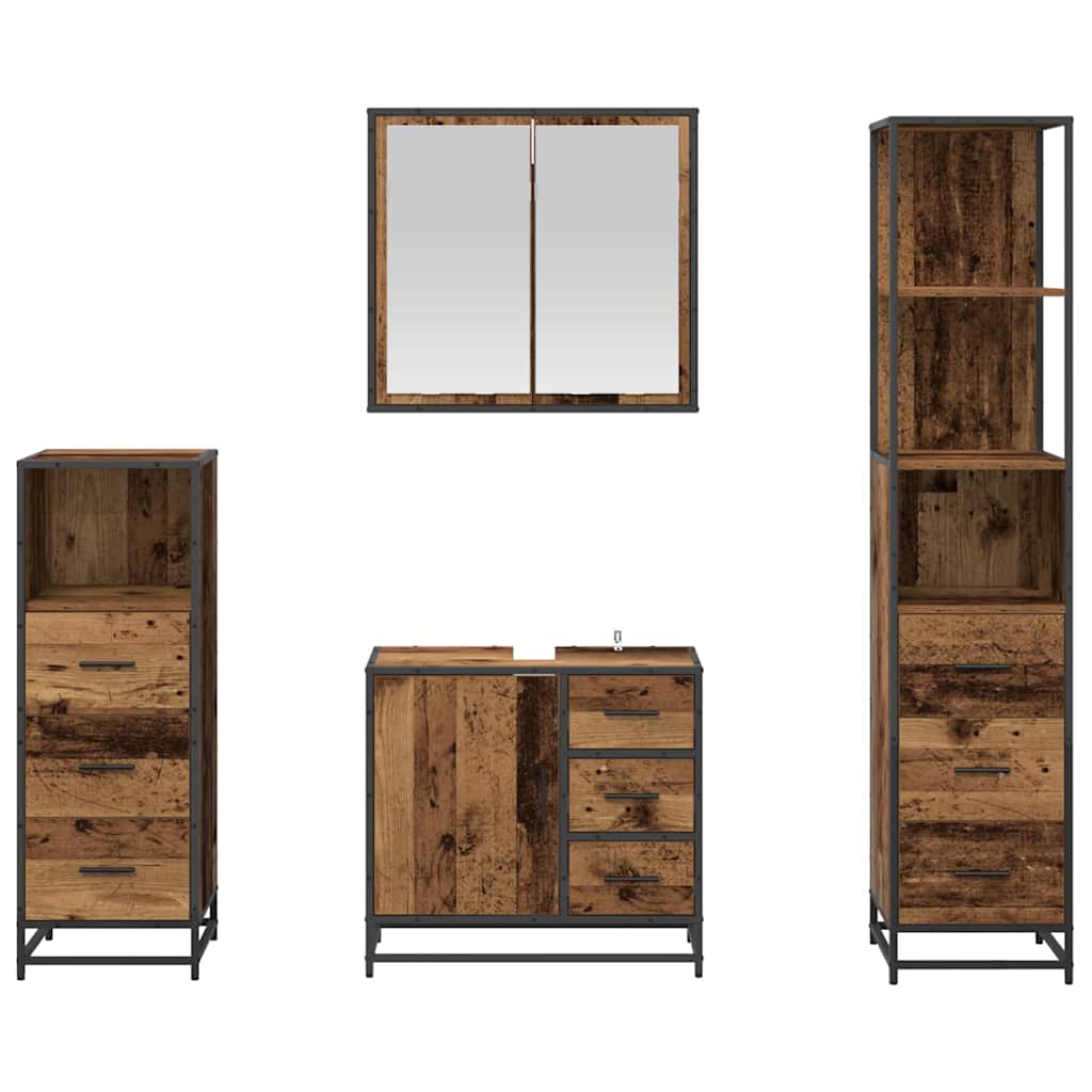 Ensemble de mobilier de salle de bain 4 pièces Bois Ancien