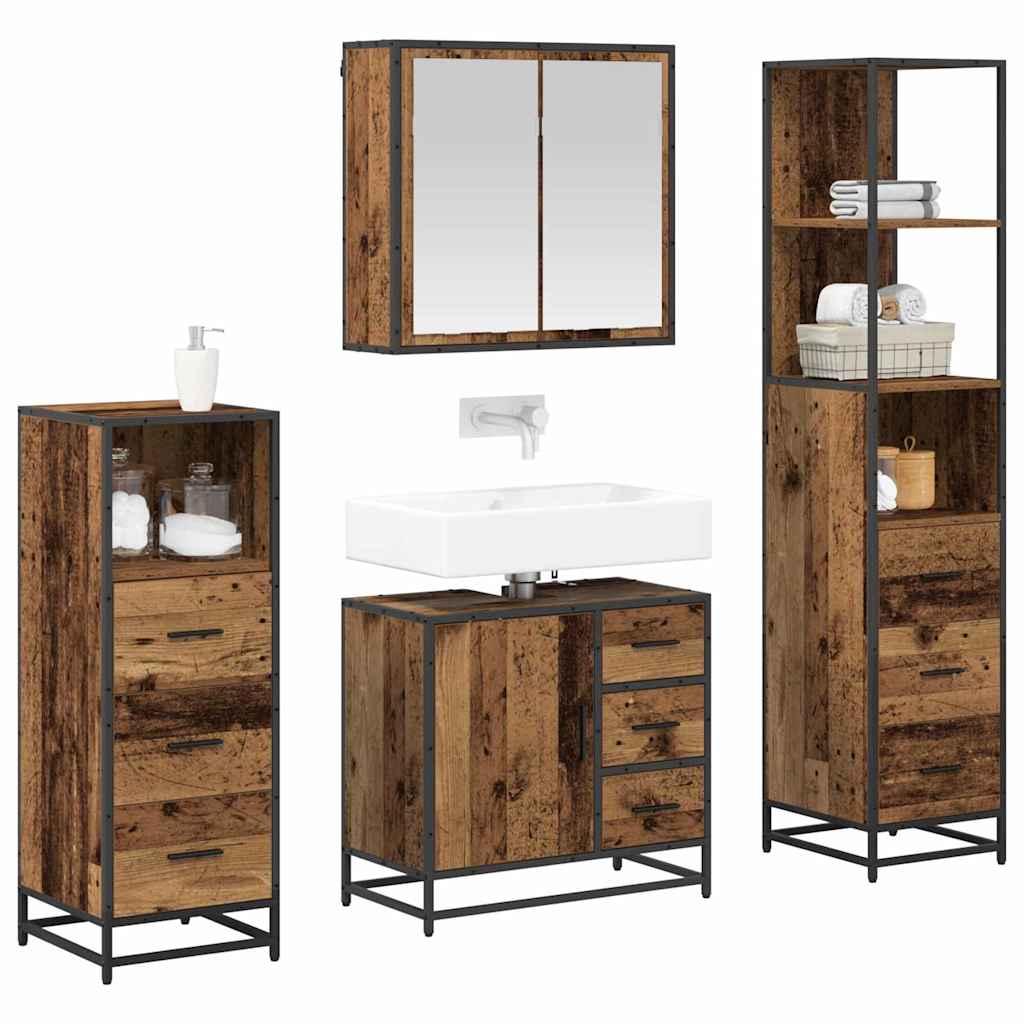 Ensemble de mobilier de salle de bain 4 pièces Bois Ancien