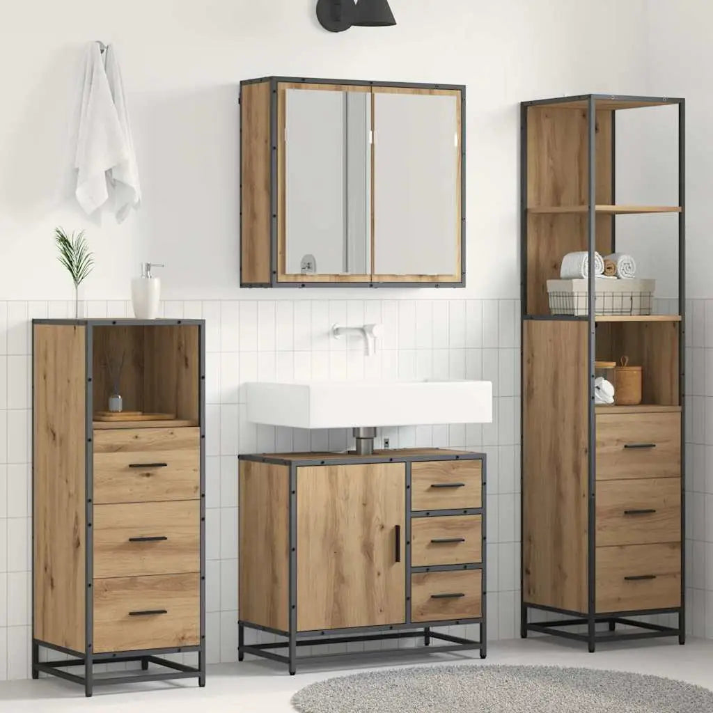 Ensemble de mobilier de salle de bain 4 pièces Chêne artisanal - XIOS