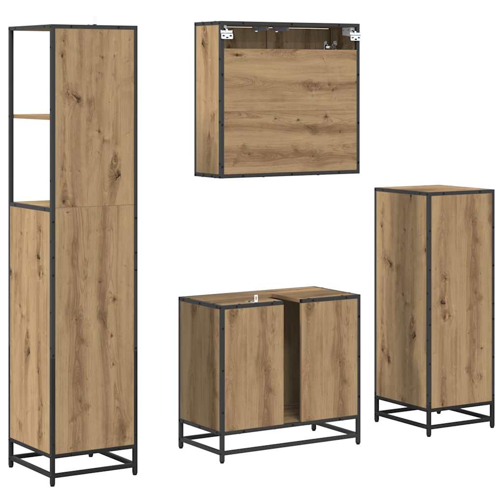 Ensemble de mobilier de salle de bain 4 pièces Chêne artisanal