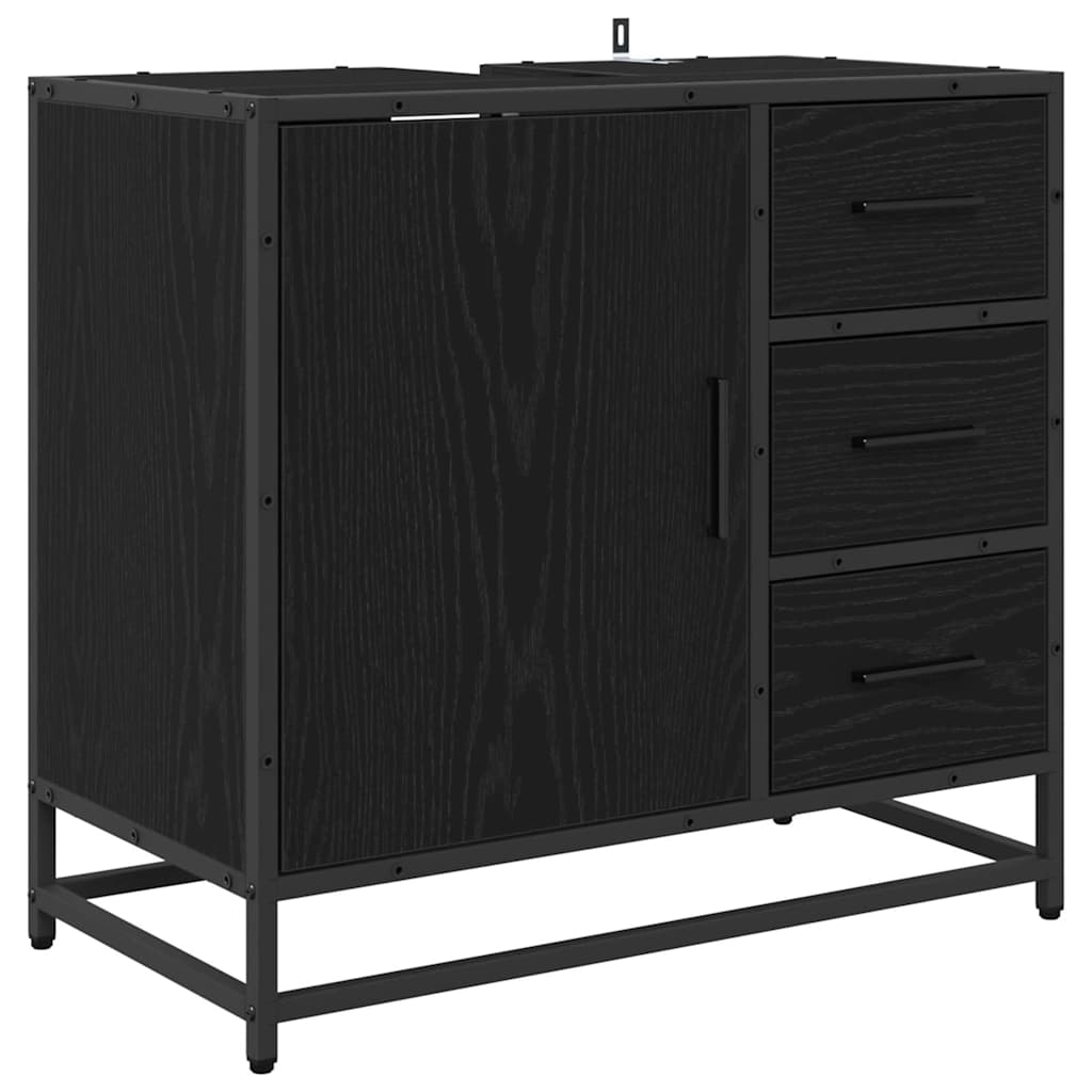 Ensemble de mobilier de salle de bain 4 pièces Chêne noir