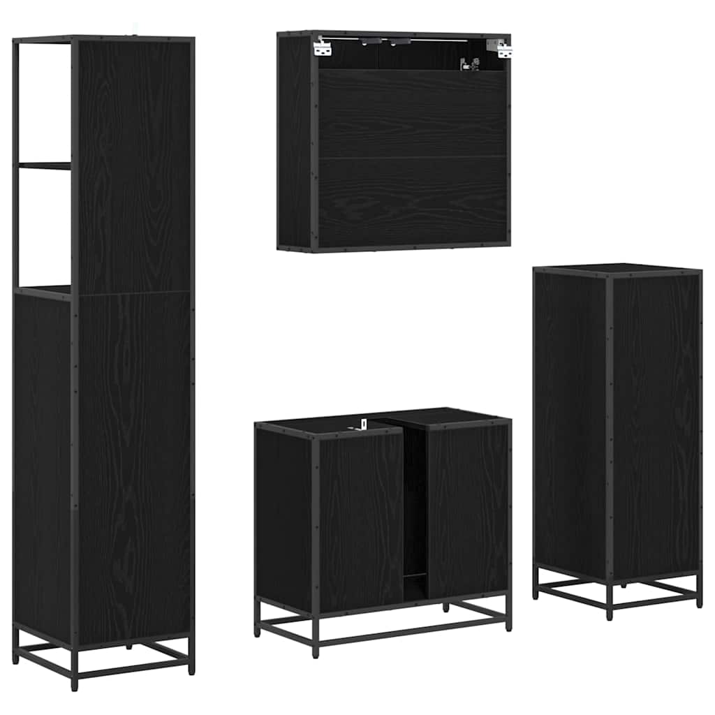 Ensemble de mobilier de salle de bain 4 pièces Chêne noir