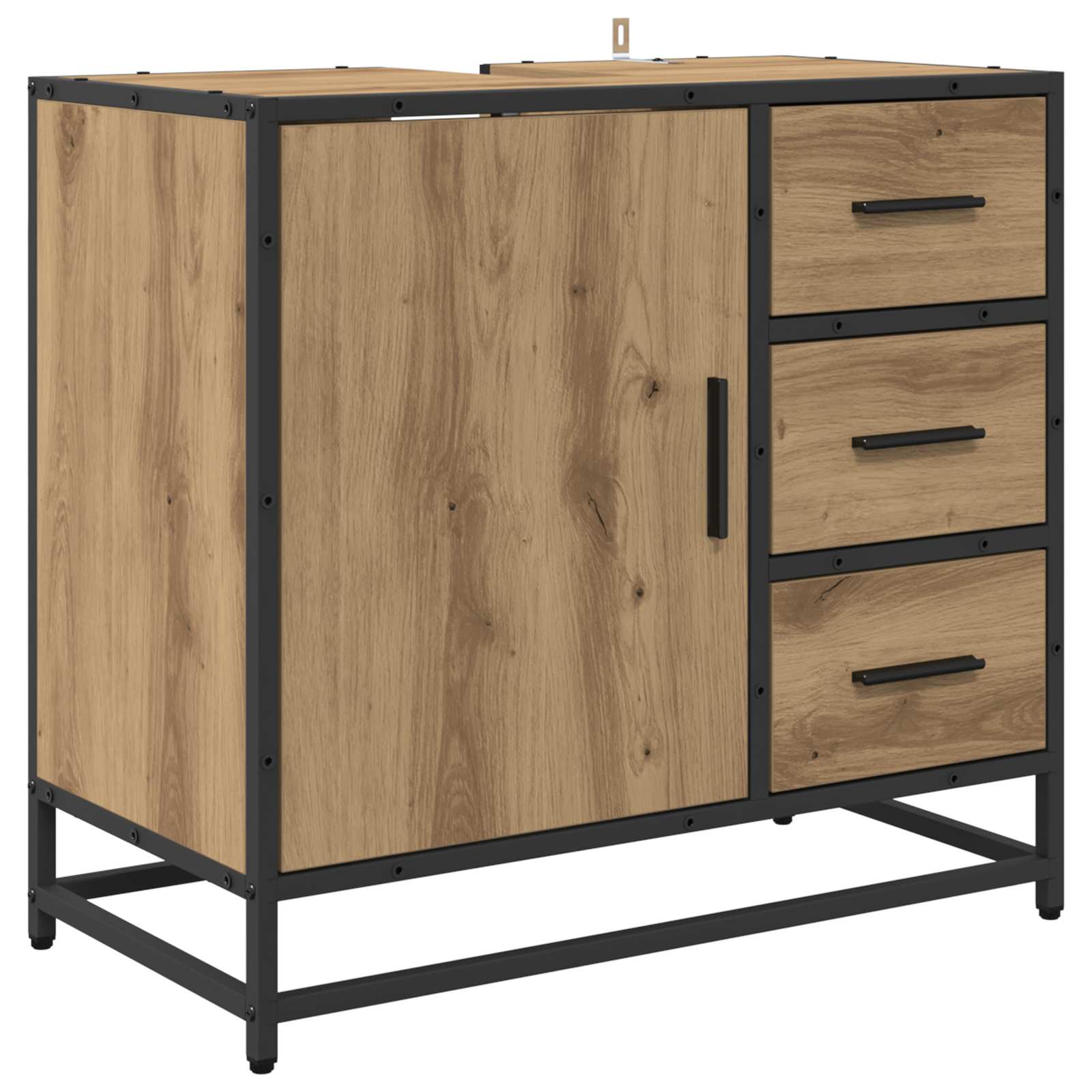 Ensemble de mobilier de salle de bain 3 pc Chêne artisanal