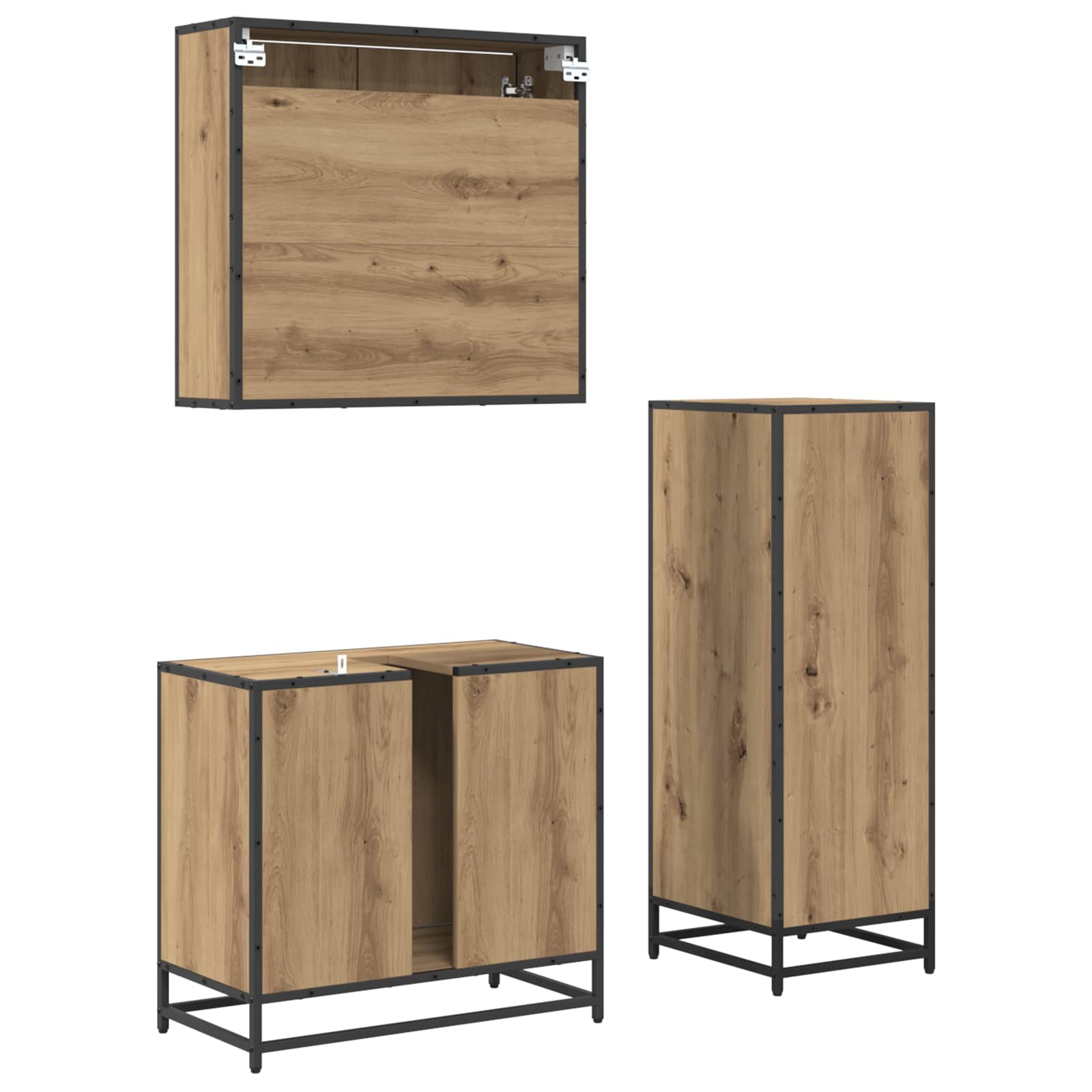 Ensemble de mobilier de salle de bain 3 pc Chêne artisanal