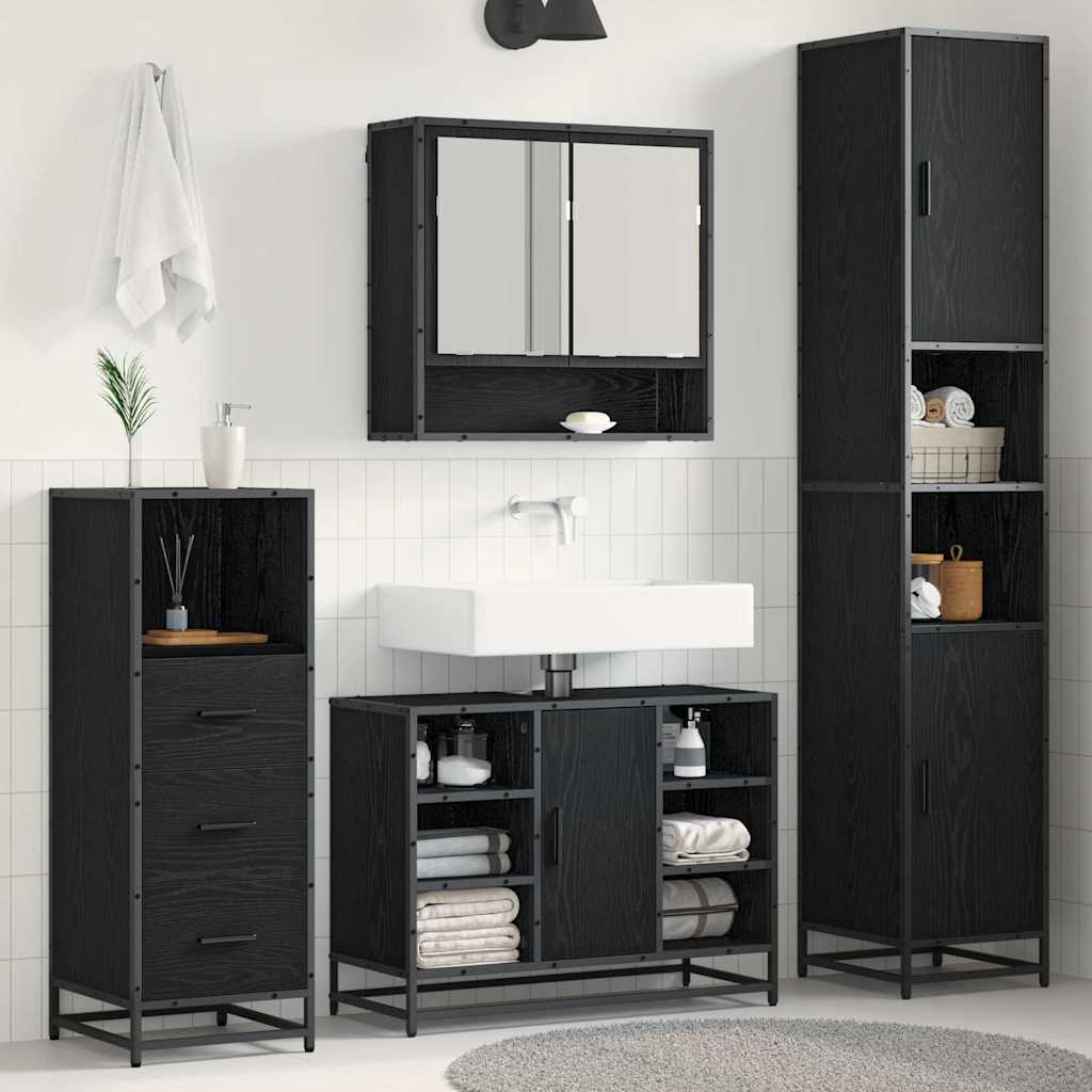 Ensemble de mobilier de salle de bain 3 pièces Chêne noir