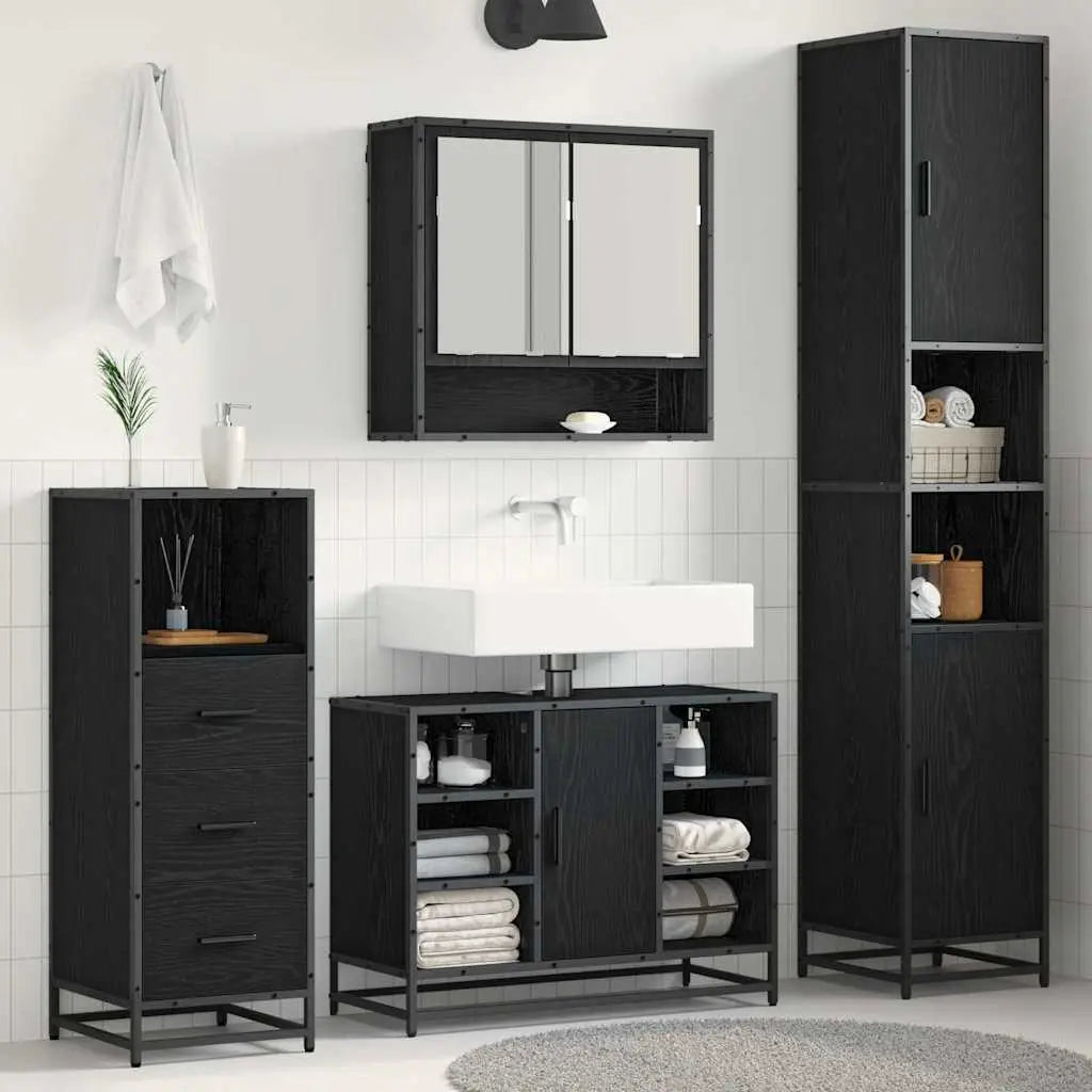 Ensemble de mobilier de salle de bain 3 pièces Chêne noir - XIOS