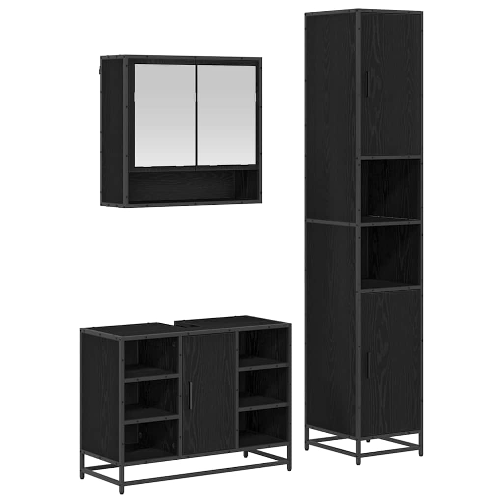 Ensemble de mobilier de salle de bain 3 pièces Chêne noir