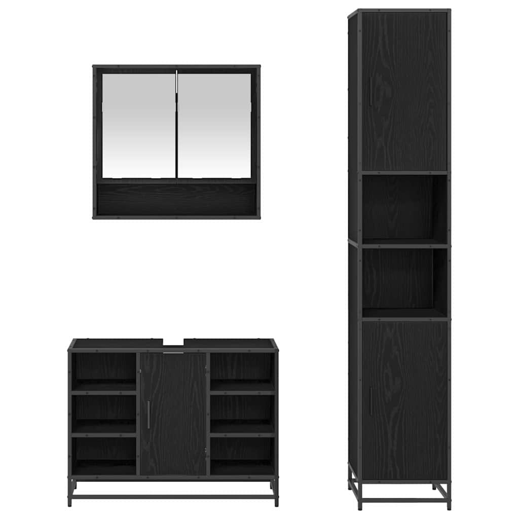 Ensemble de mobilier de salle de bain 3 pièces Chêne noir