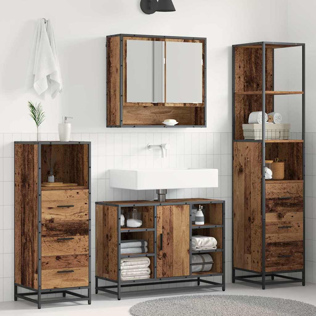 Ensemble de mobilier de salle de bain 4 pc Bois Ancien