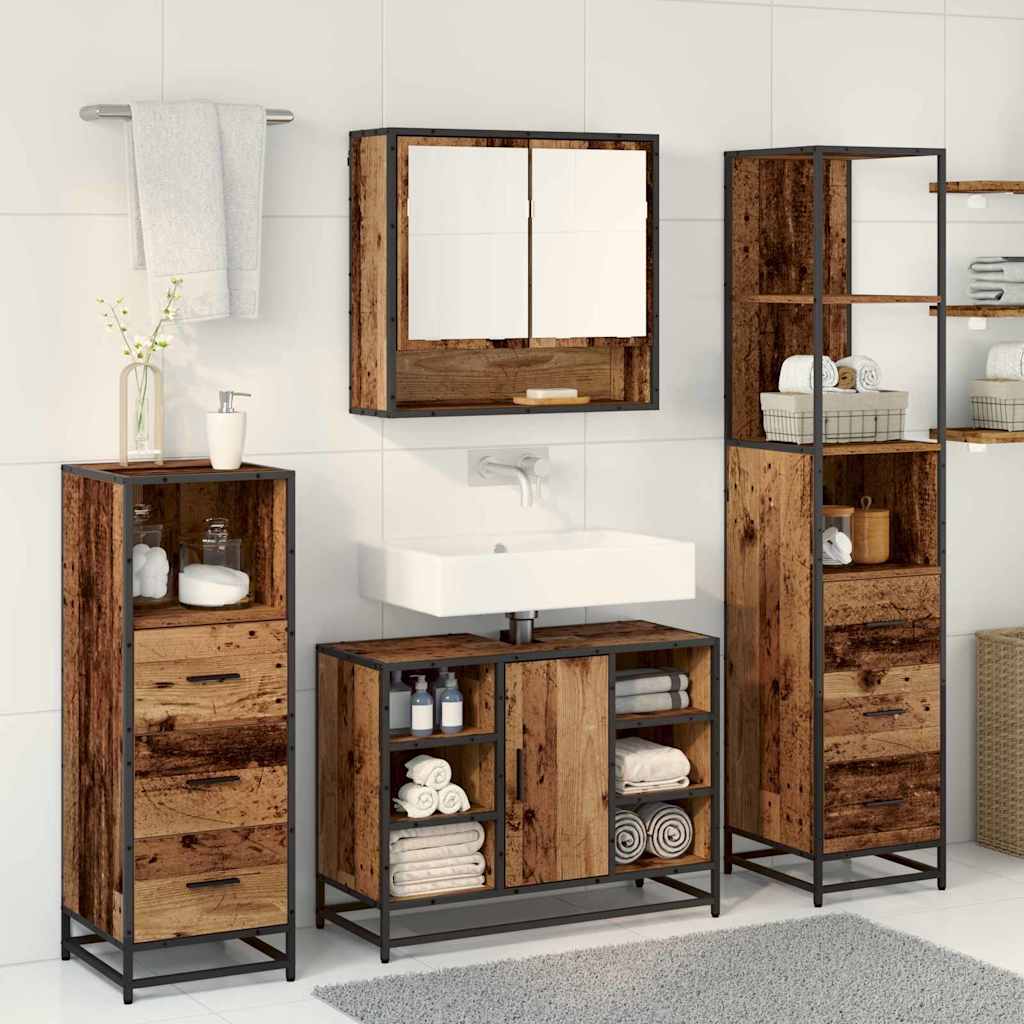 Ensemble de mobilier de salle de bain 4 pc Bois Ancien