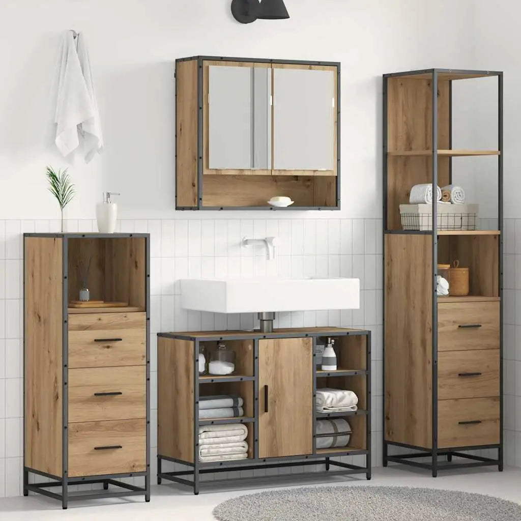 Ensemble de mobilier de salle de bain 4 pc Chêne artisanal - XIOS