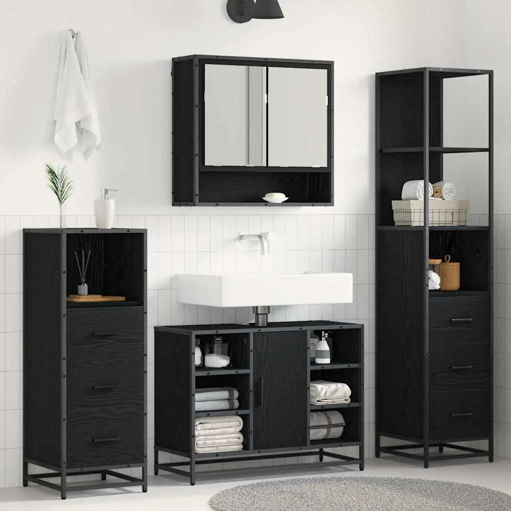 Ensemble de mobilier de salle de bain 4 pc Chêne noir - XIOS