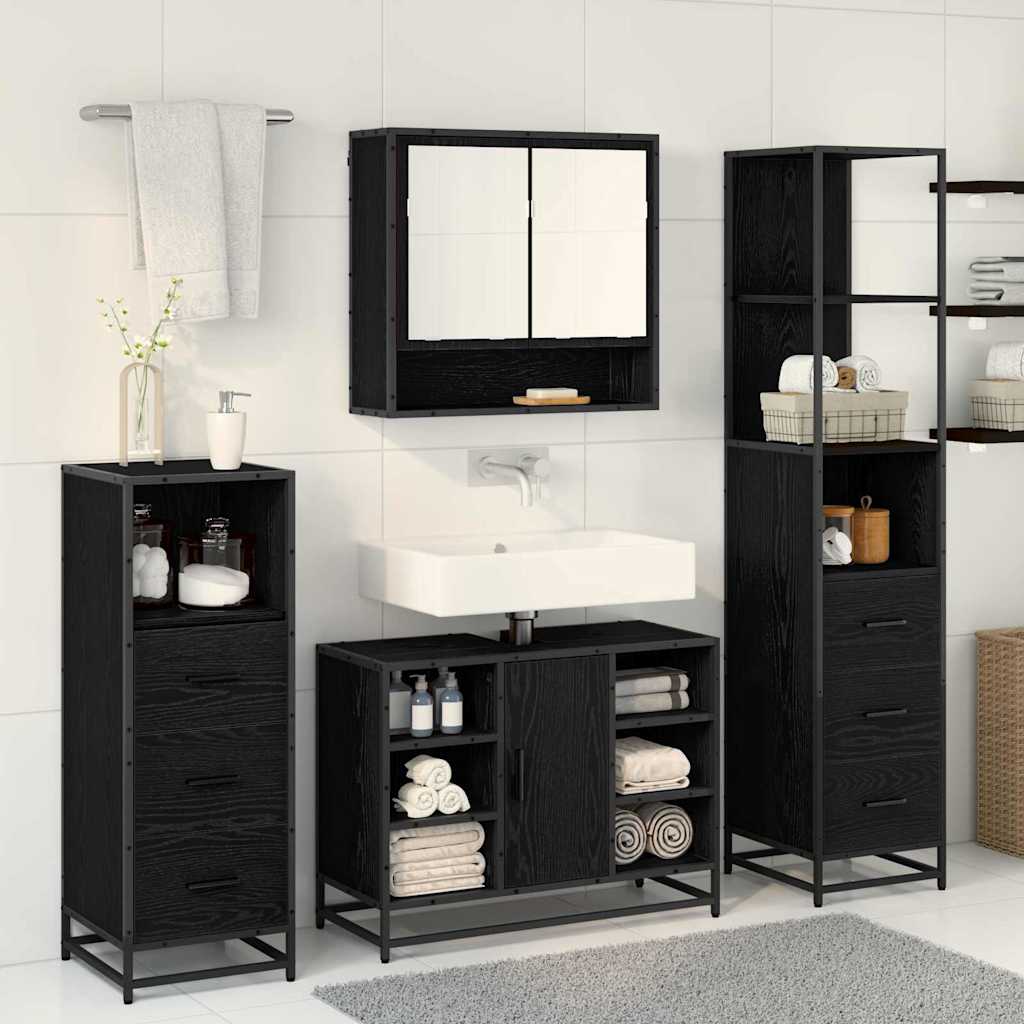 Ensemble de mobilier de salle de bain 4 pc Chêne noir