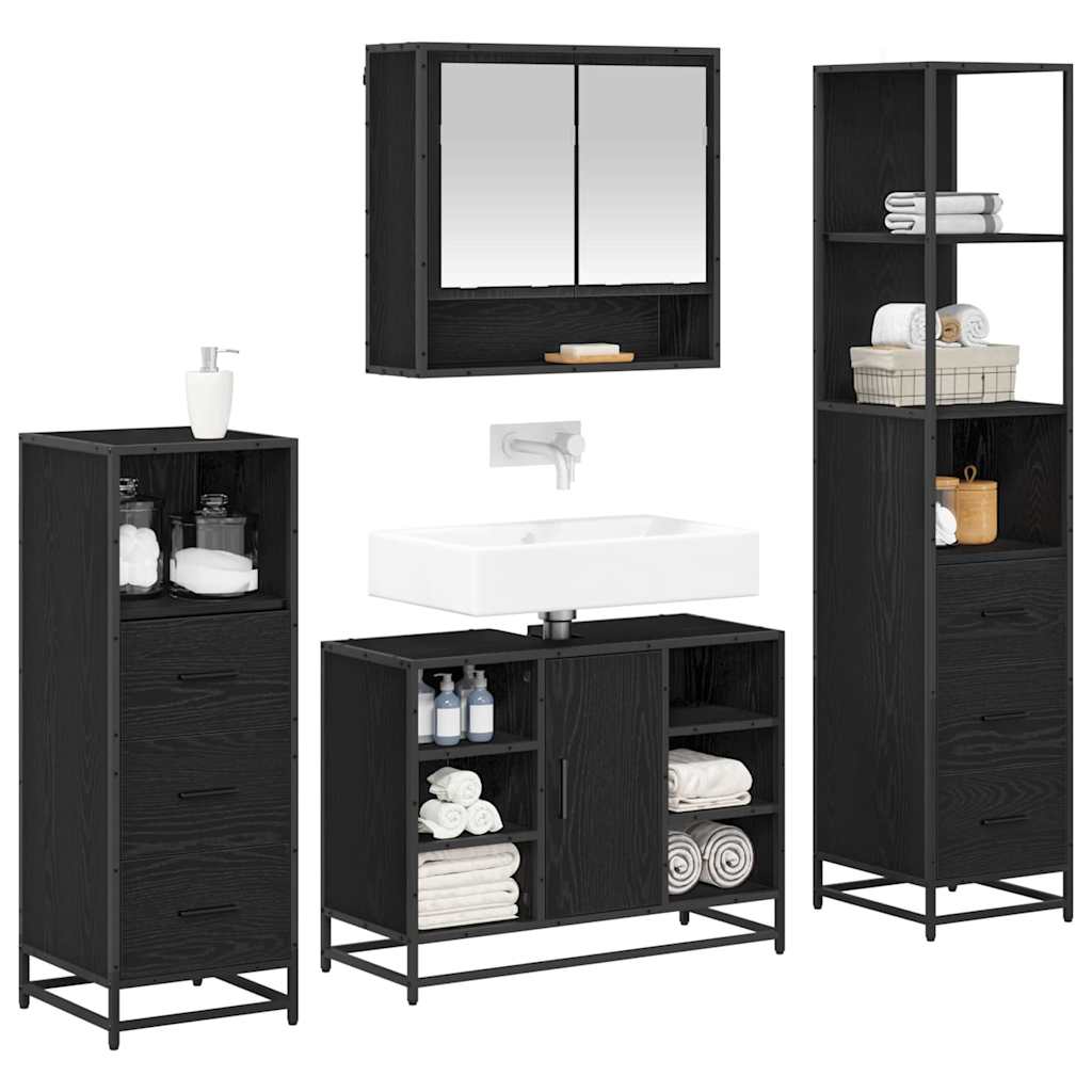 Ensemble de mobilier de salle de bain 4 pc Chêne noir