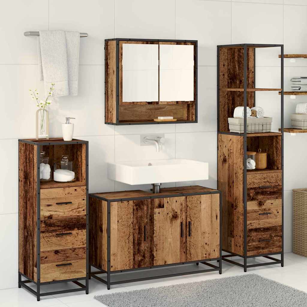 Ensemble de mobilier de salle de bain 4 pc Bois Ancien