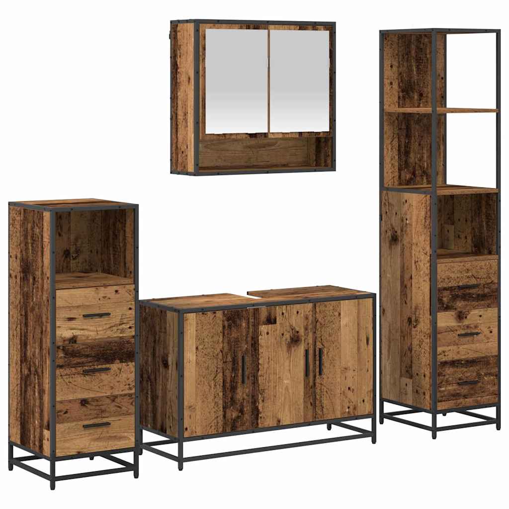 Ensemble de mobilier de salle de bain 4 pc Bois Ancien