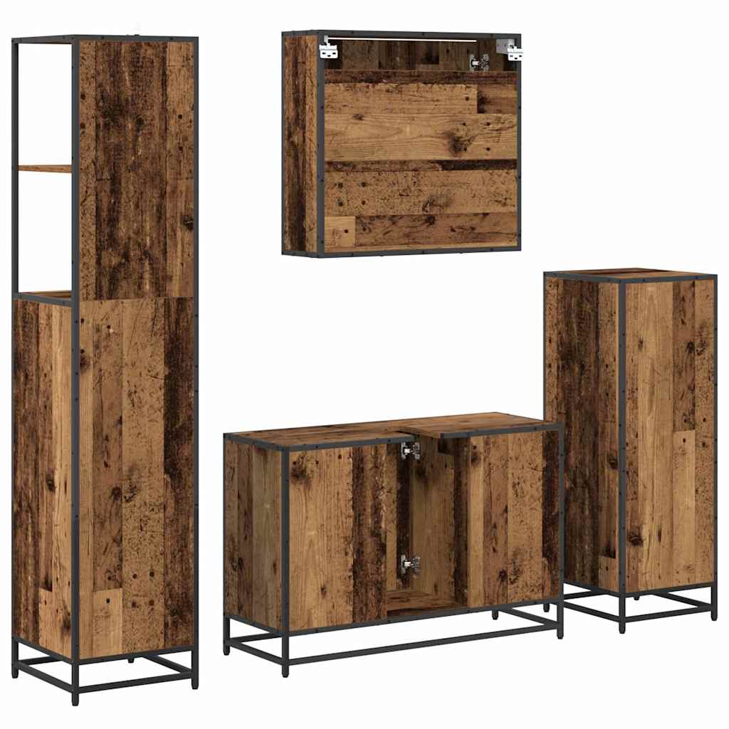 Ensemble de mobilier de salle de bain 4 pc Bois Ancien