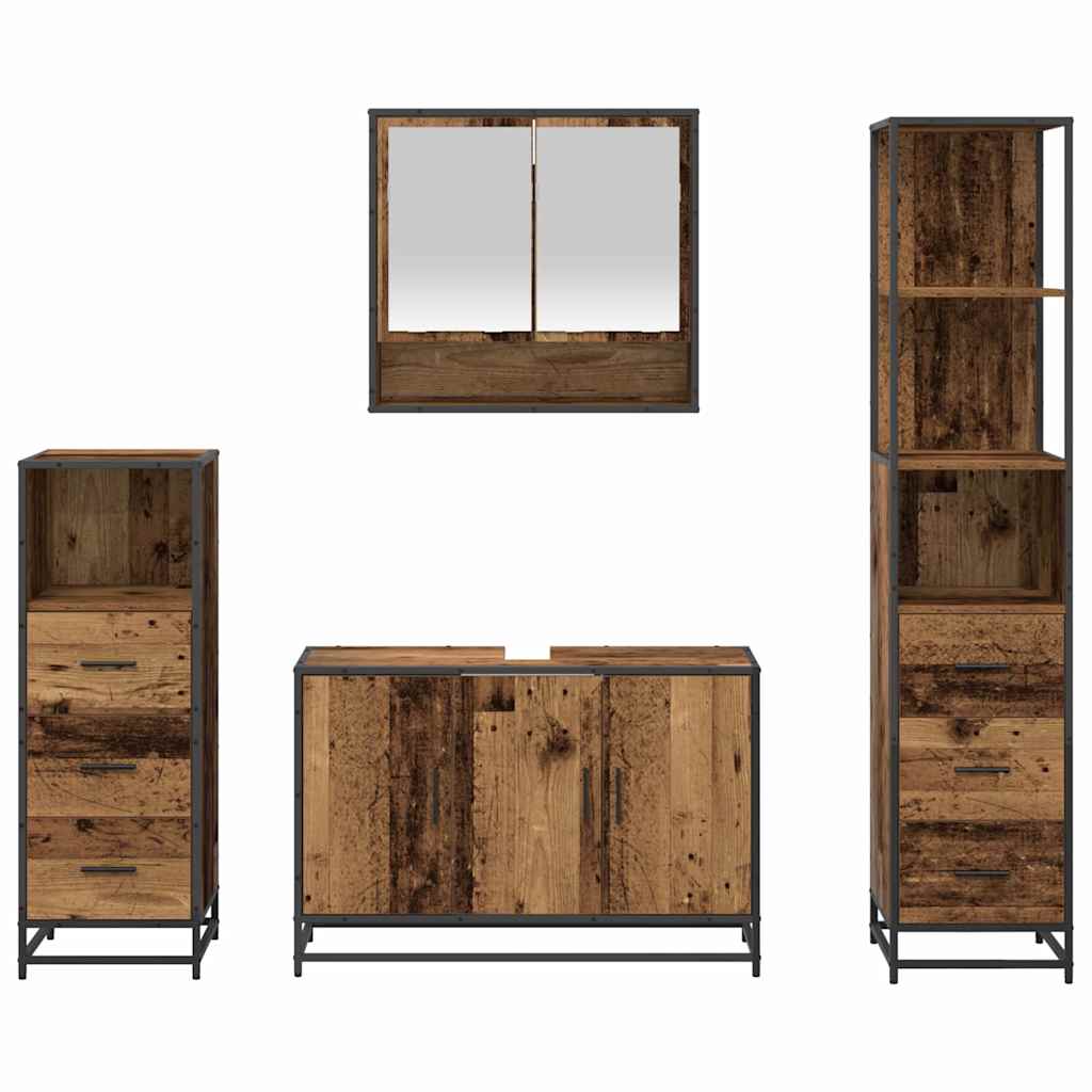 Ensemble de mobilier de salle de bain 4 pc Bois Ancien