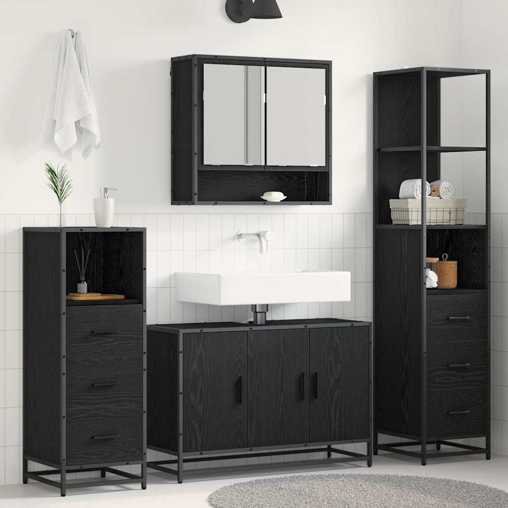 Ensemble de mobilier de salle de bain 4 pc Chêne noir