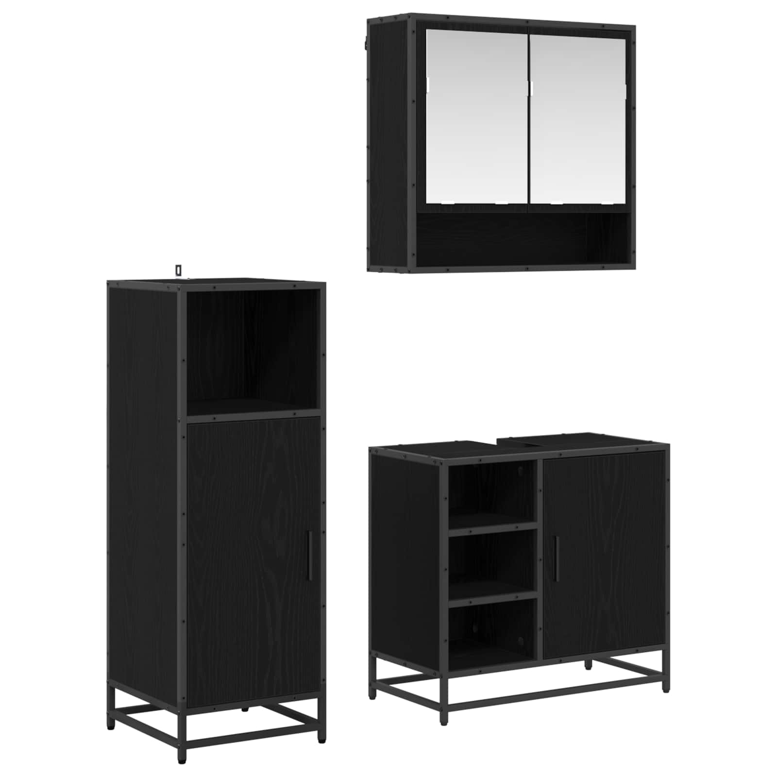 Ensemble de mobilier de salle de bain 3 pc Chêne noir