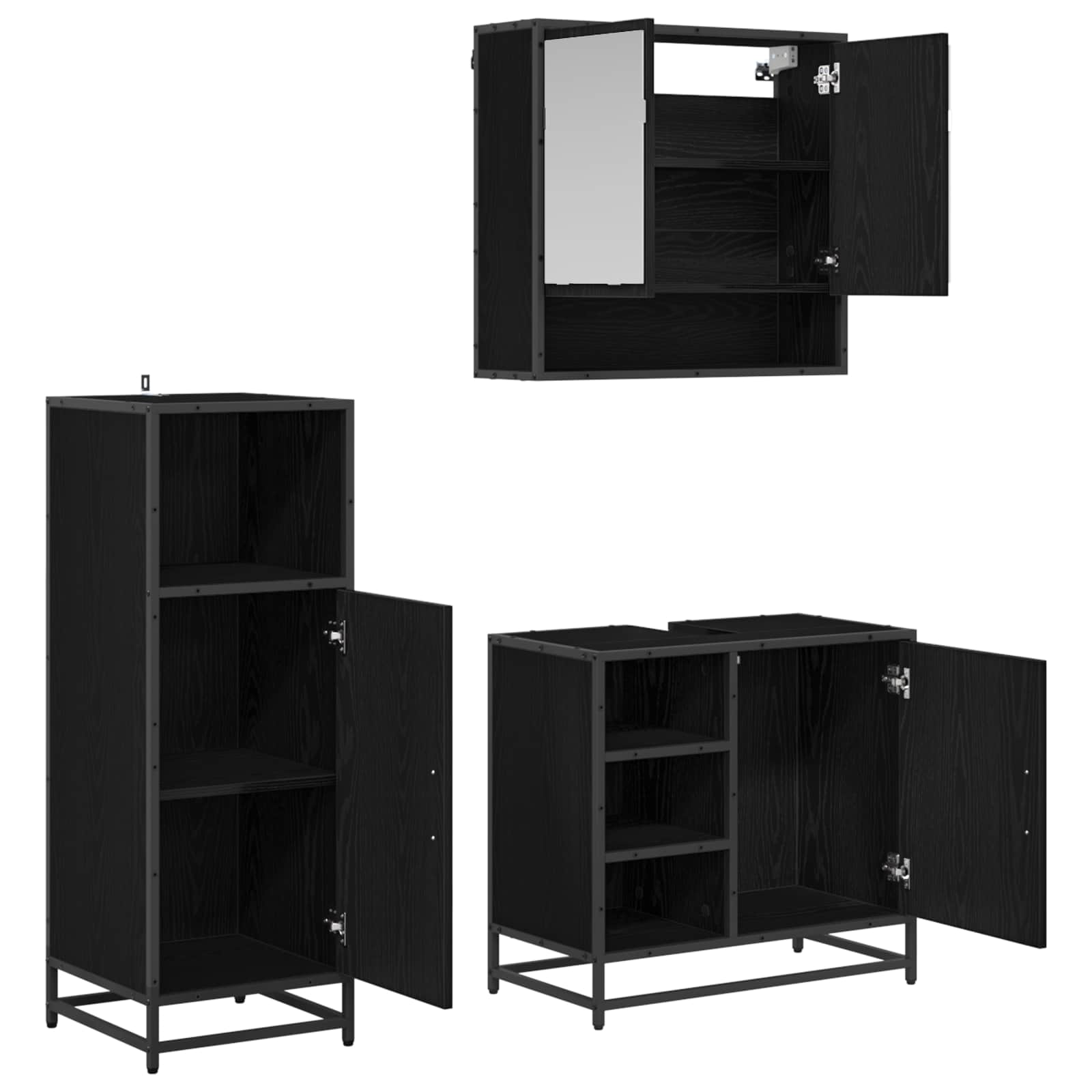 Ensemble de mobilier de salle de bain 3 pc Chêne noir