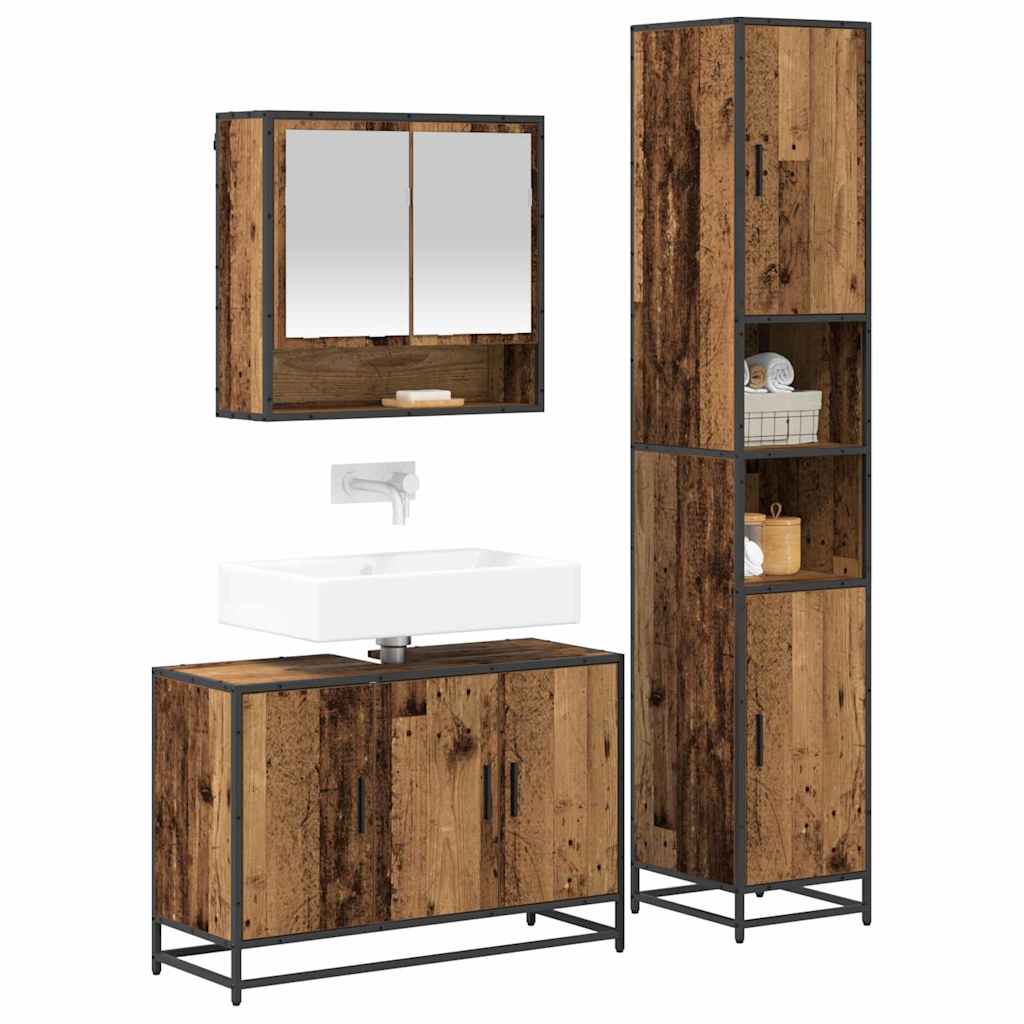 Ensemble de mobilier de salle de bain 3 pièces Bois Ancien
