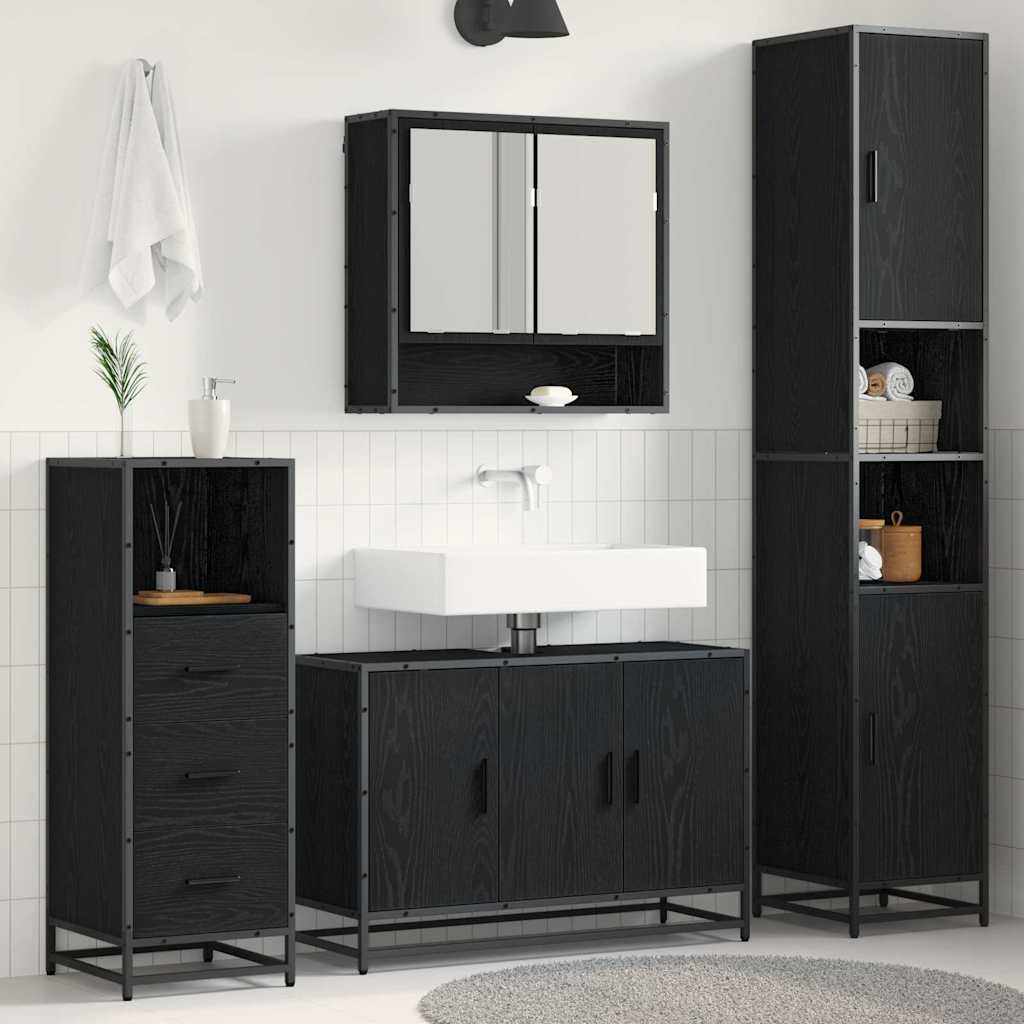Ensemble de mobilier de salle de bain 3 pièces Chêne noir