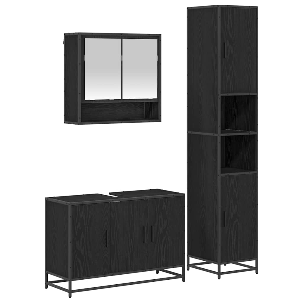 Ensemble de mobilier de salle de bain 3 pièces Chêne noir