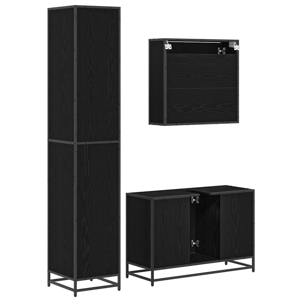 Ensemble de mobilier de salle de bain 3 pièces Chêne noir