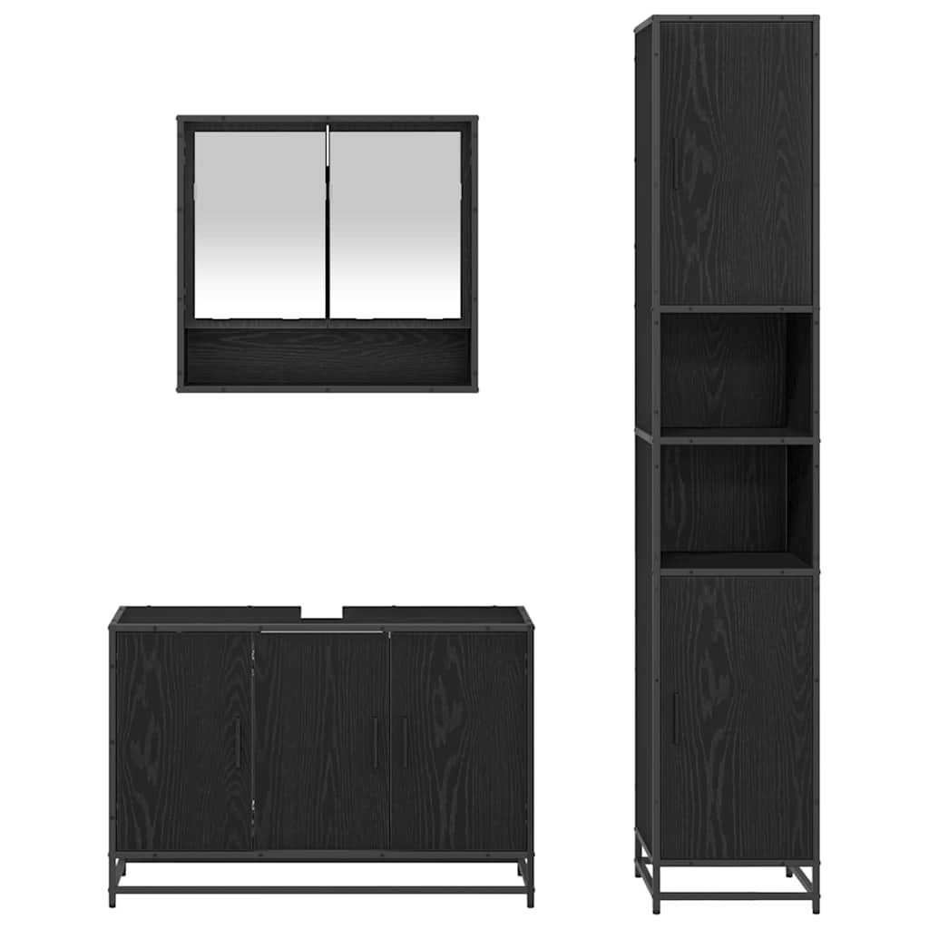 Ensemble de mobilier de salle de bain 3 pièces Chêne noir