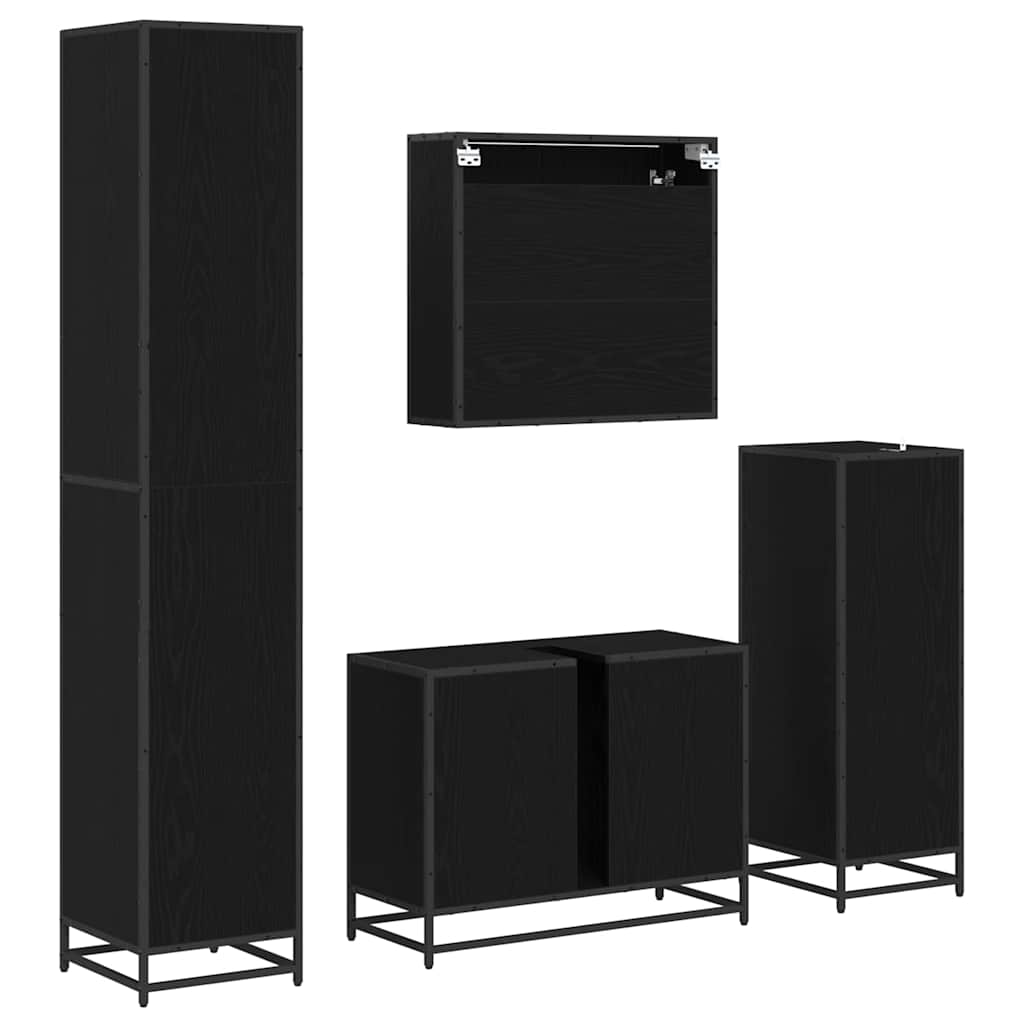 Ensemble de mobilier de salle de bain 4 pièces Chêne noir