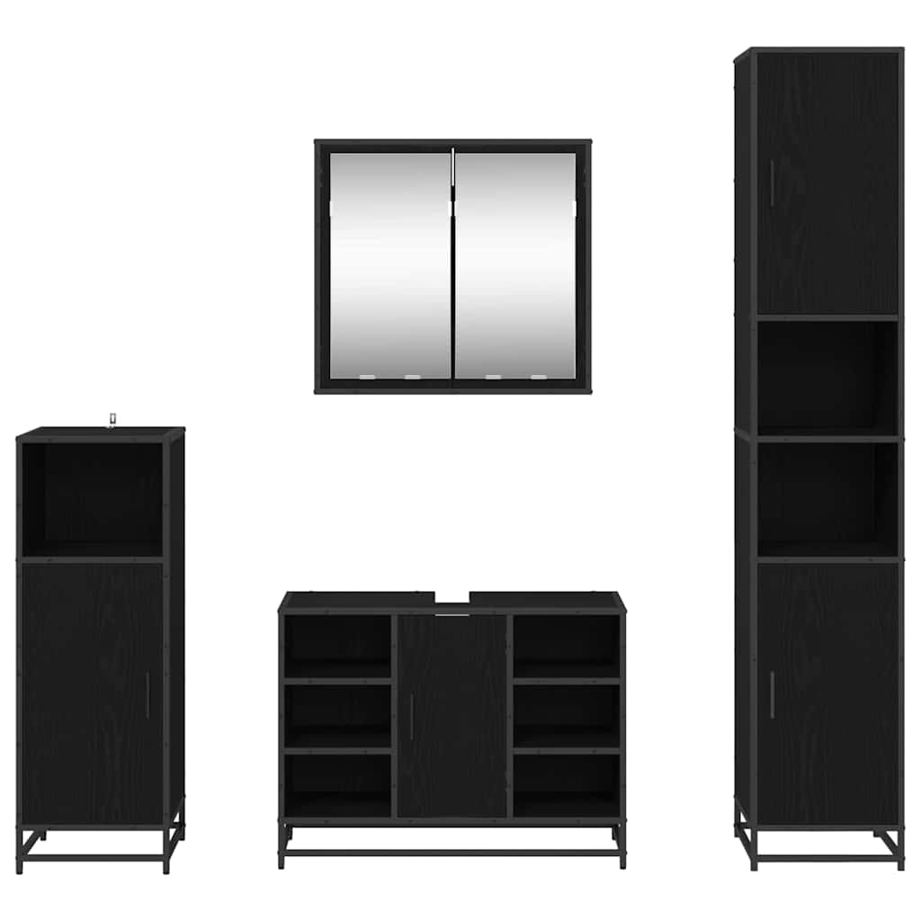 Ensemble de mobilier de salle de bain 4 pièces Chêne noir