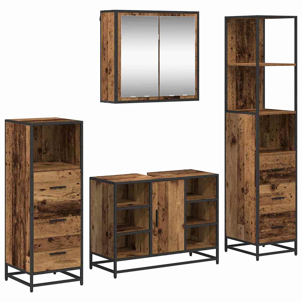 Ensemble de mobilier de salle de bain 4 pc Bois Ancien