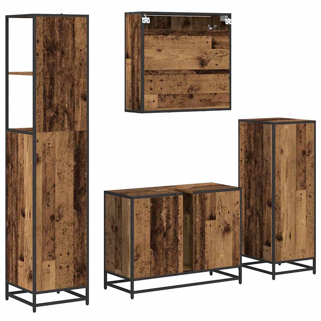 Ensemble de mobilier de salle de bain 4 pc Bois Ancien