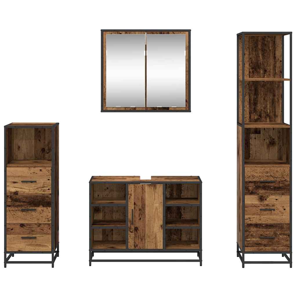 Ensemble de mobilier de salle de bain 4 pc Bois Ancien