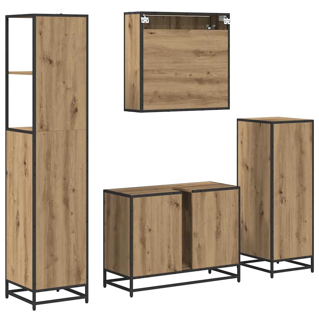 Ensemble de mobilier de salle de bain 4 pc Chêne artisanal