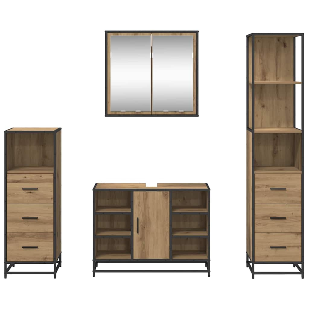 Ensemble de mobilier de salle de bain 4 pc Chêne artisanal