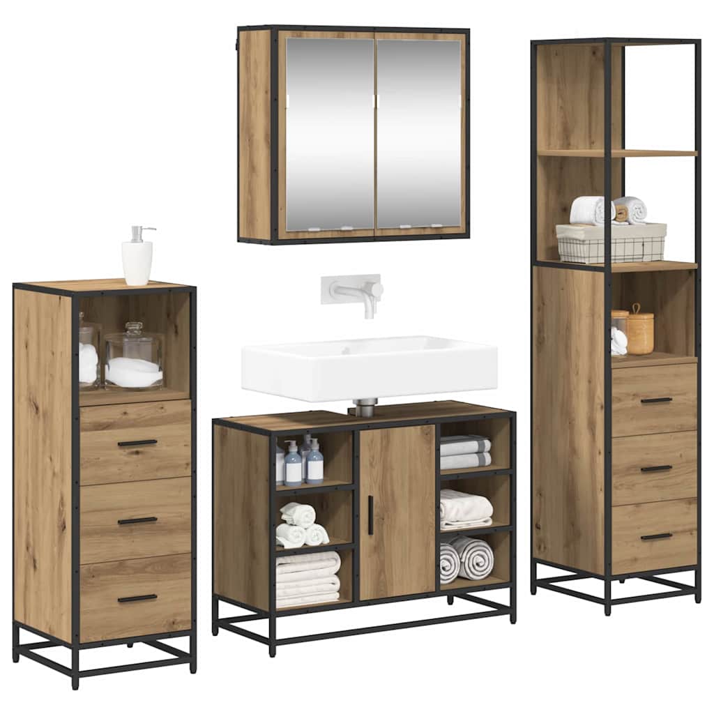 Ensemble de mobilier de salle de bain 4 pc Chêne artisanal