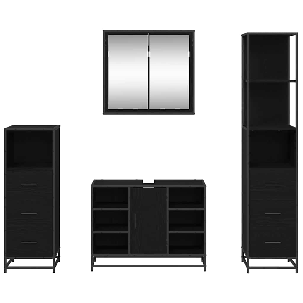 Ensemble de mobilier de salle de bain 4 pc Chêne noir