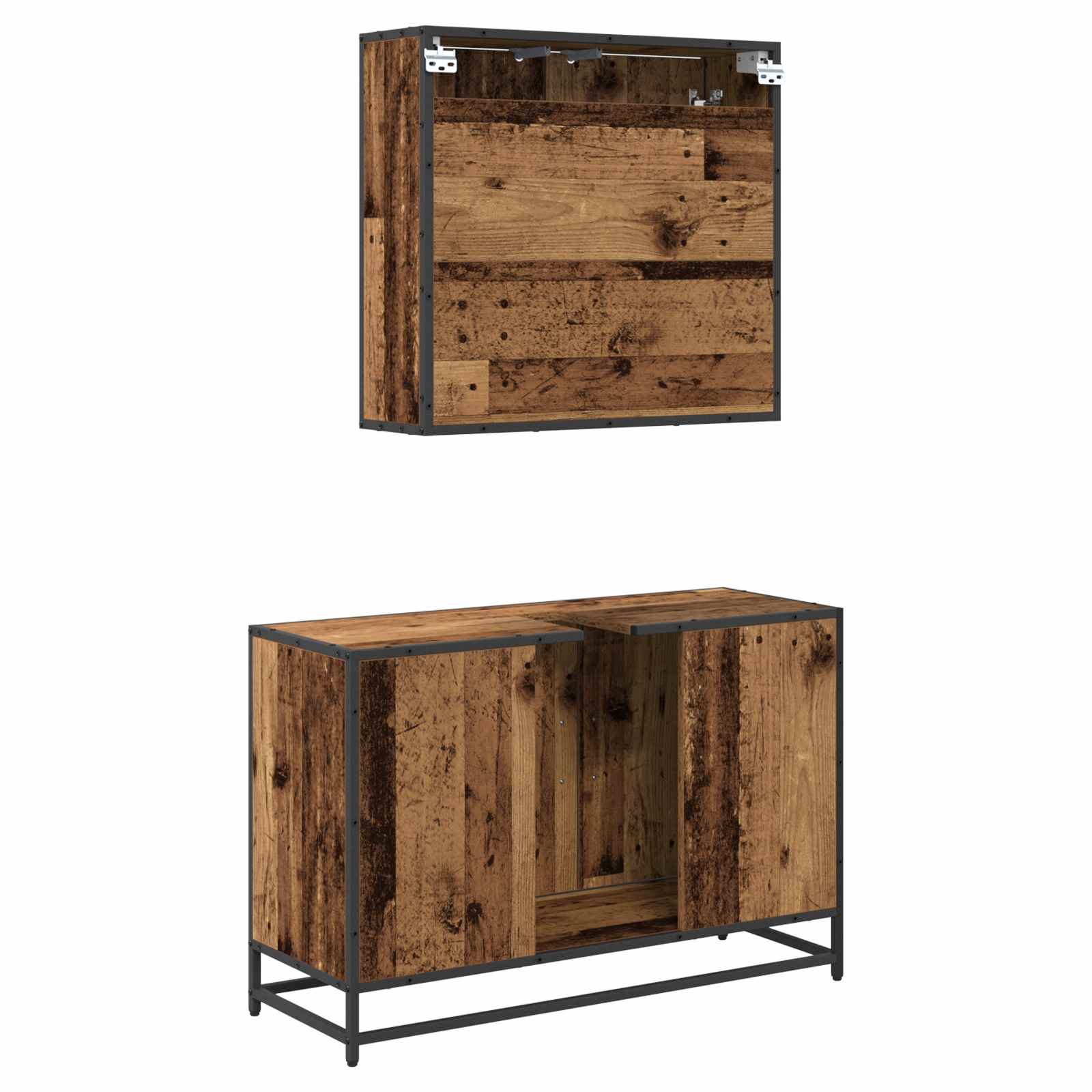 Ensemble de mobilier de salle de bain 2 pc Bois Ancien