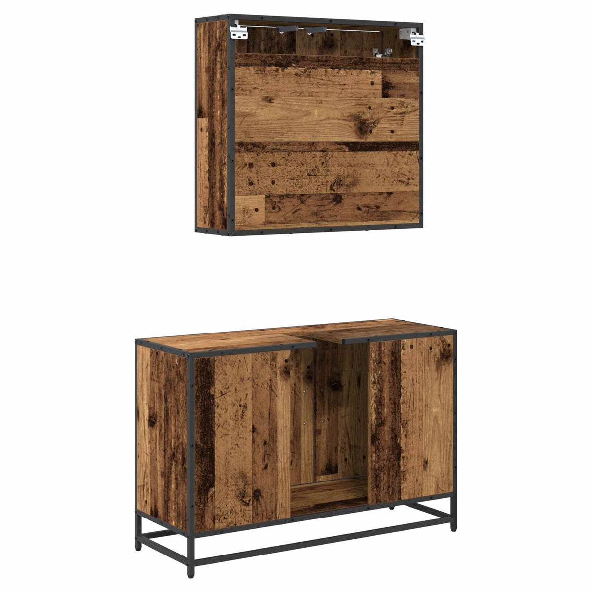 Ensemble de mobilier de salle de bain 2 pc Bois Ancien