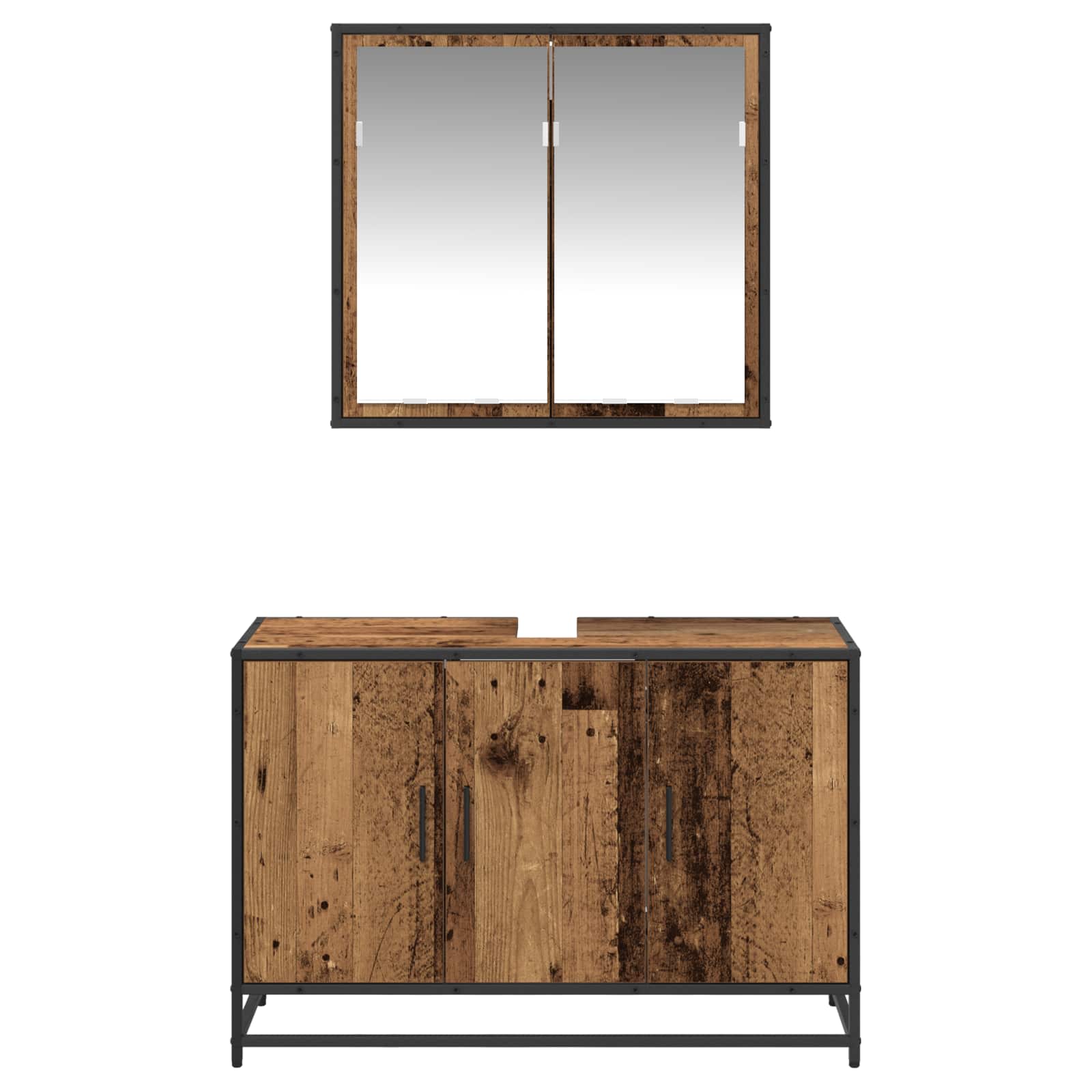 Ensemble de mobilier de salle de bain 2 pc Bois Ancien