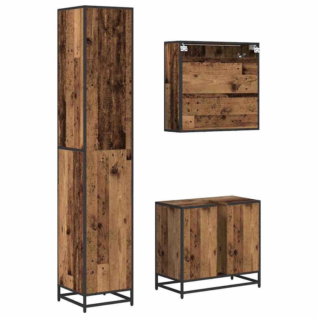 Ensemble de mobilier de salle de bain 3 pc Bois Ancien