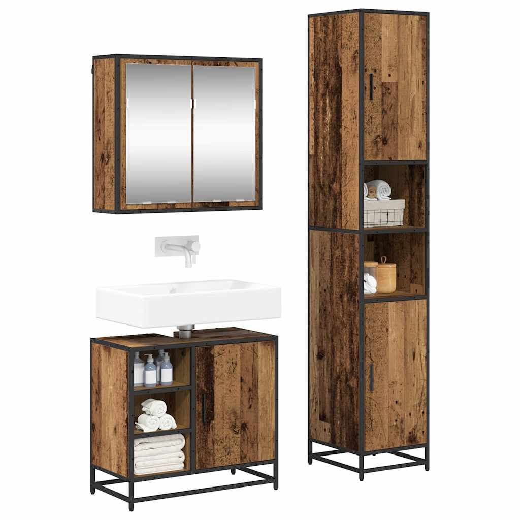 Ensemble de mobilier de salle de bain 3 pc Bois Ancien