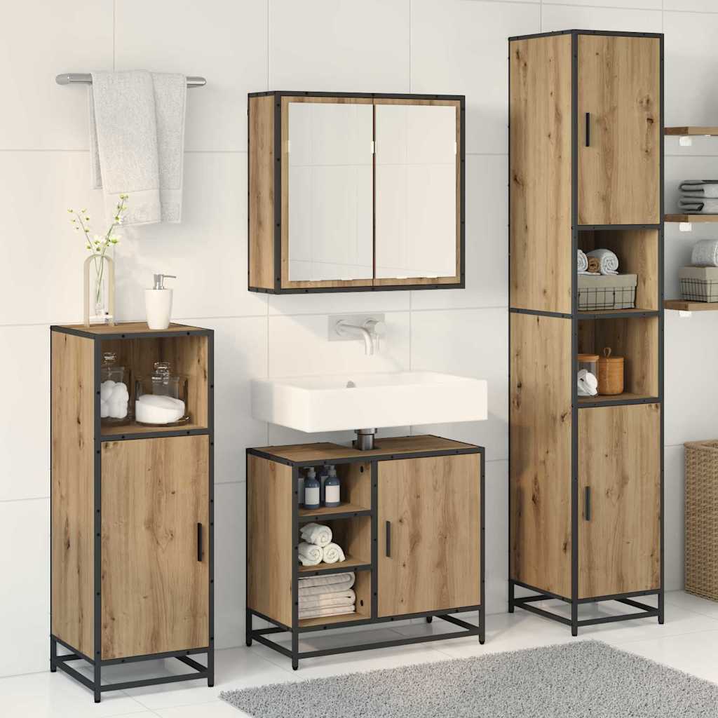Ensemble de mobilier de salle de bain 3 pc Chêne artisanal