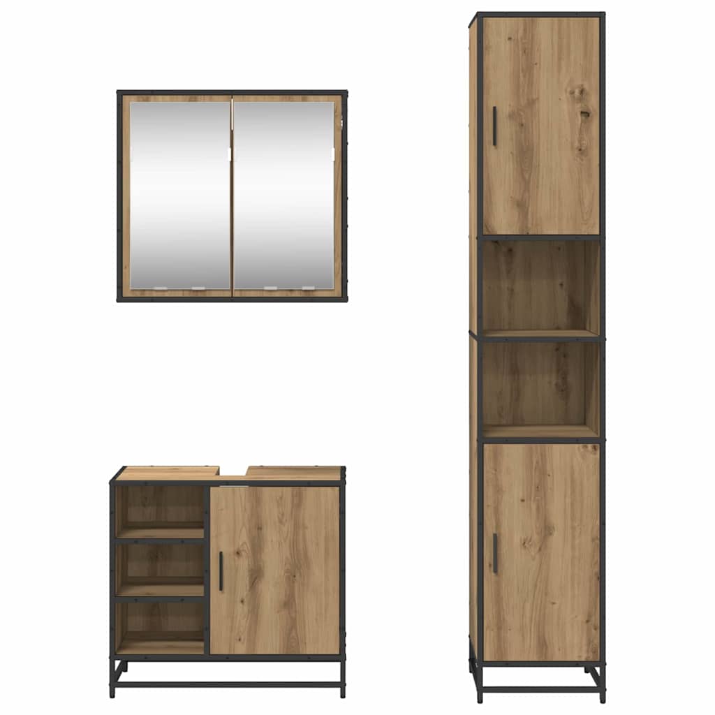 Ensemble de mobilier de salle de bain 3 pc Chêne artisanal