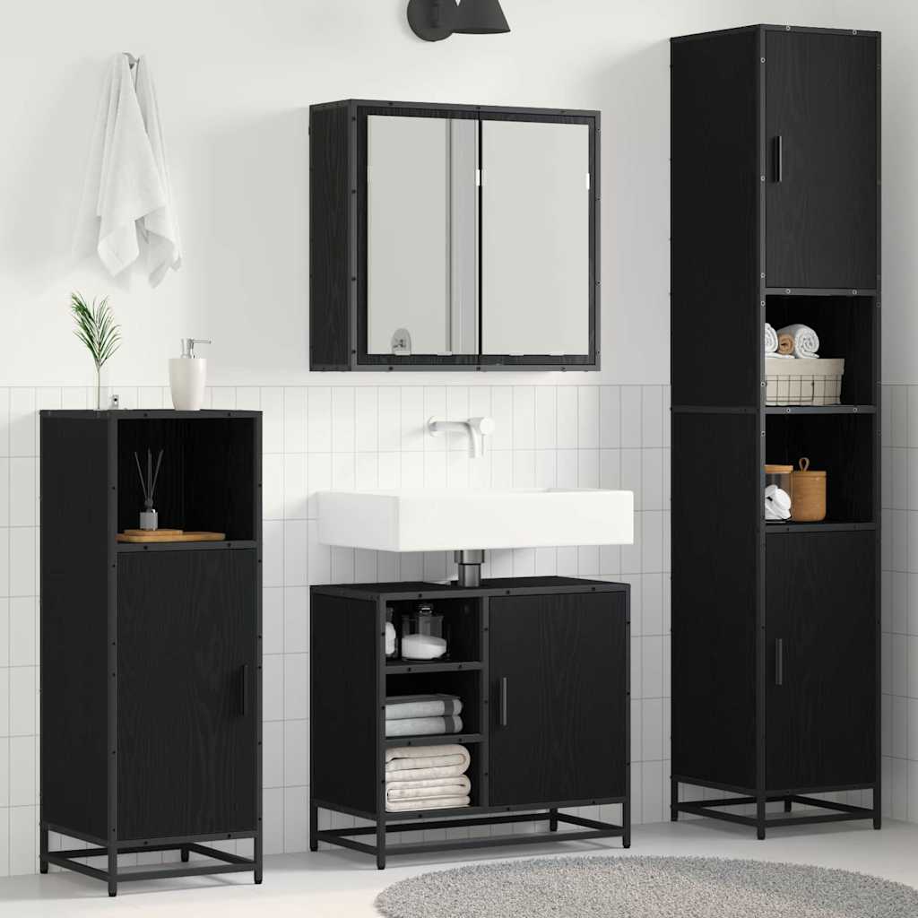 Ensemble de mobilier de salle de bain 3 pièces Chêne noir