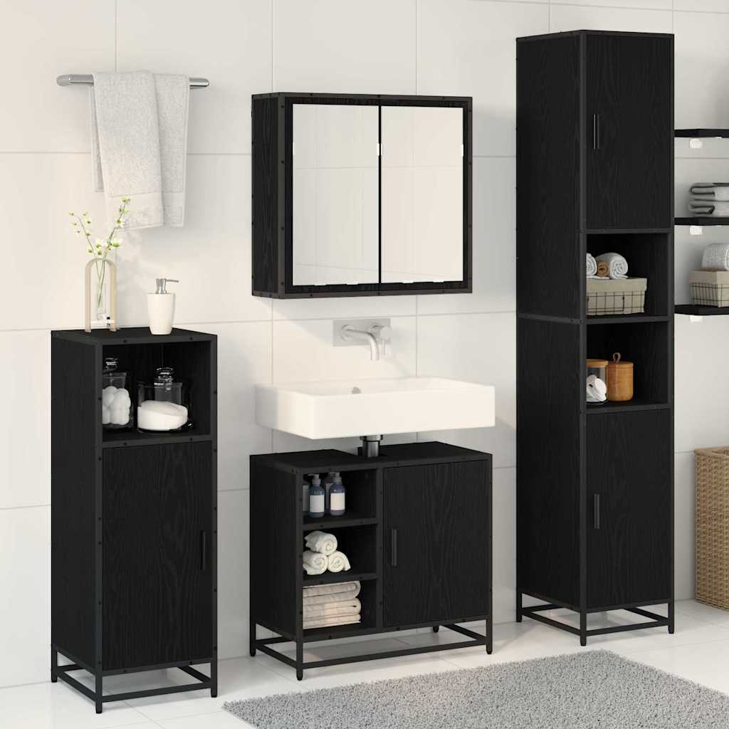 Ensemble de mobilier de salle de bain 3 pièces Chêne noir